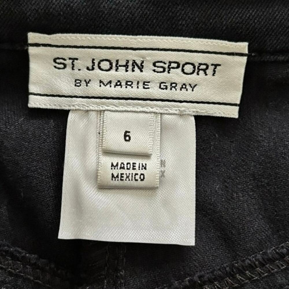 St John Sport Pants Size 6 Black Straight Leg Gold Hardware Minimalist Stretch - Picture 4 of 8